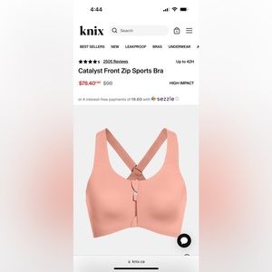 NWT Front zip catalyst sports bra